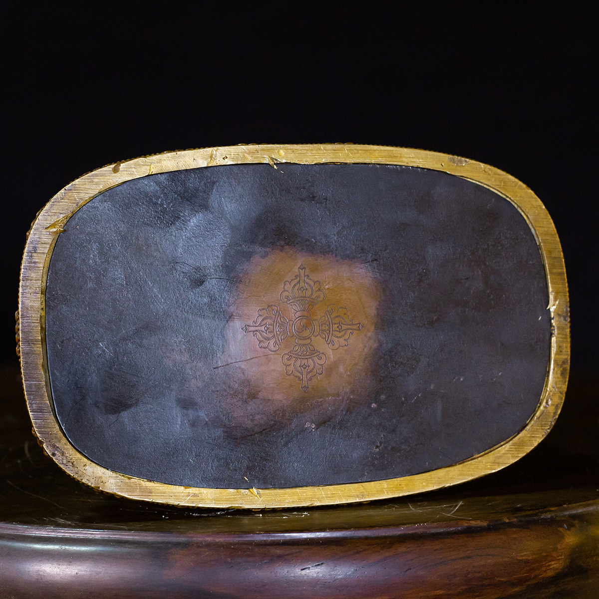 冠青造像  七寸乃琼护法 (白蛤尔王)-老皮壳鎏金  精品仿古鎏金铜像